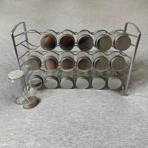DecoBros Chrome 18 Bottle Spice Rack Stand Holder